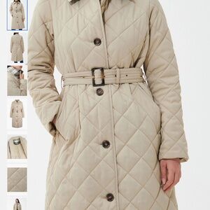 BARBOUR Cordelia Quilted Longline Belted Coat Fawn
